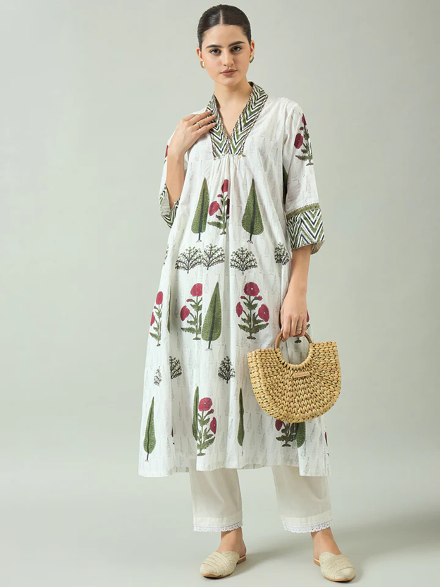 Handmade block print dress with vibrant patterns