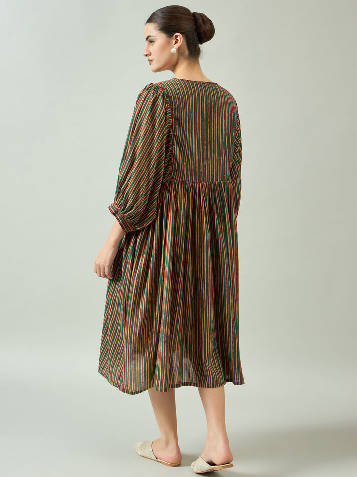 Serene Stripes Midi Dress