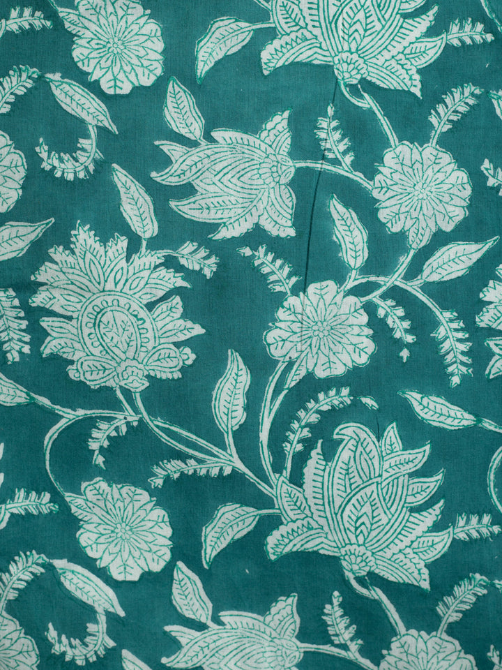 Midsummer Rivers Teal  Cotton Hand Block Printed Fabric