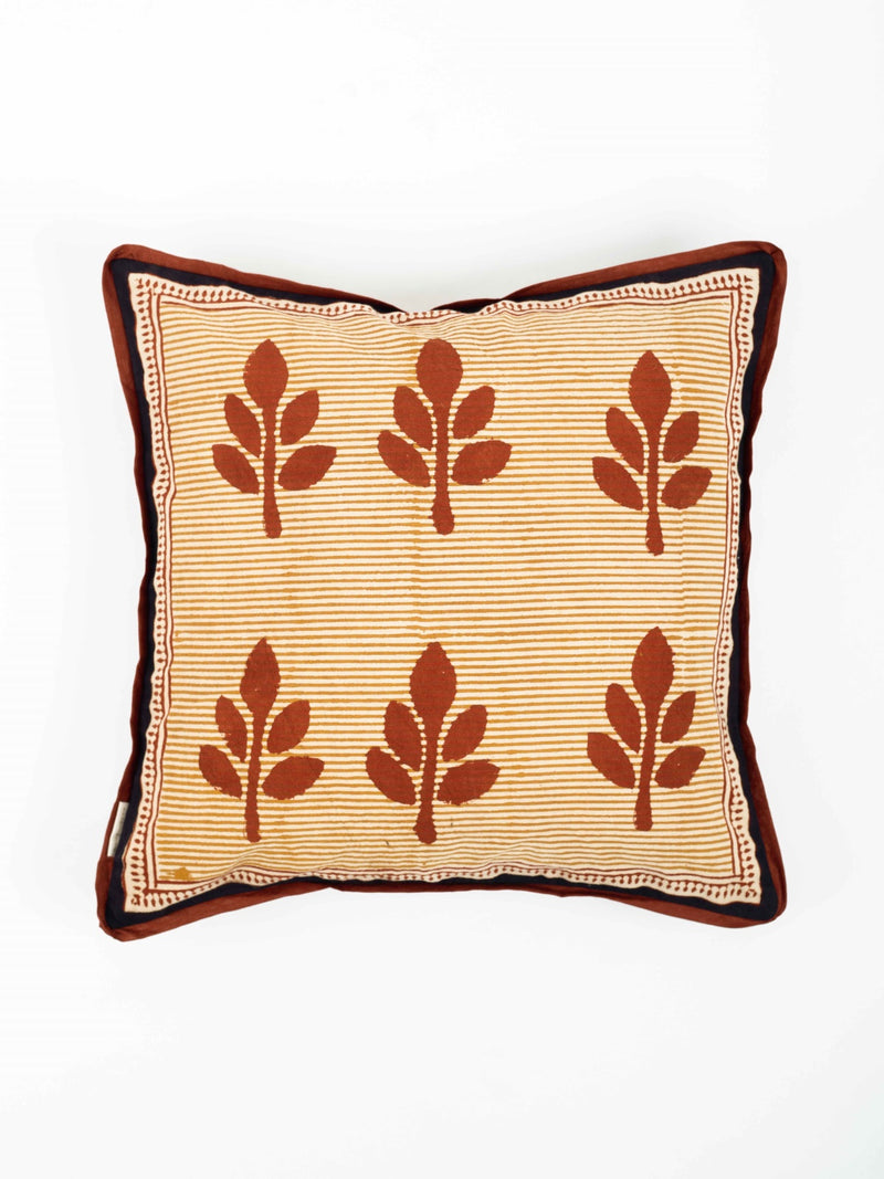 Red Snowdrop Hand Block Printed Cushion Cover