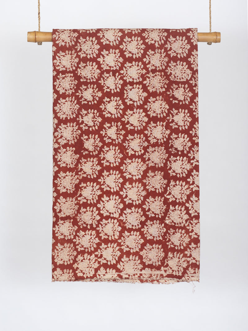 Benjamin Red Marigold Flower Cotton Hand Block Printed Fabric