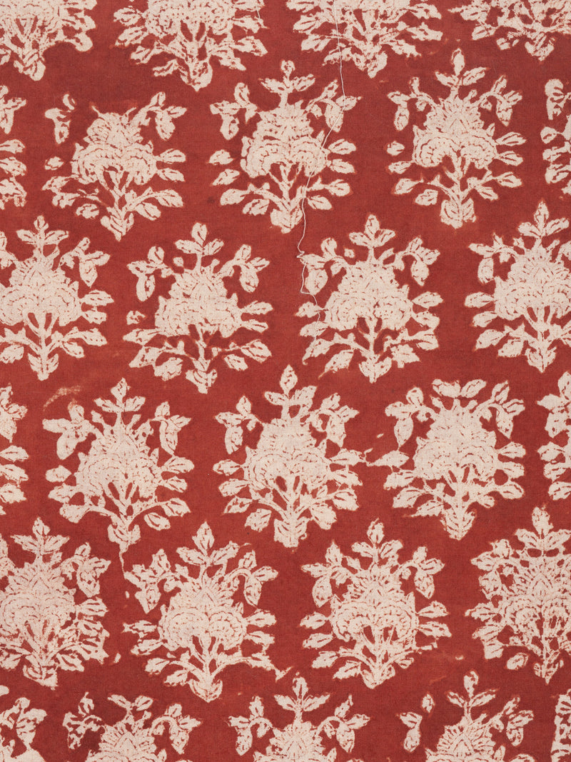 Benjamin Red Marigold Flower Cotton Hand Block Printed Fabric