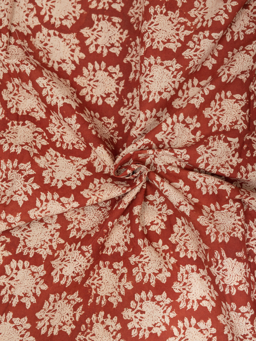 Benjamin Red Marigold Flower Cotton Hand Block Printed Fabric