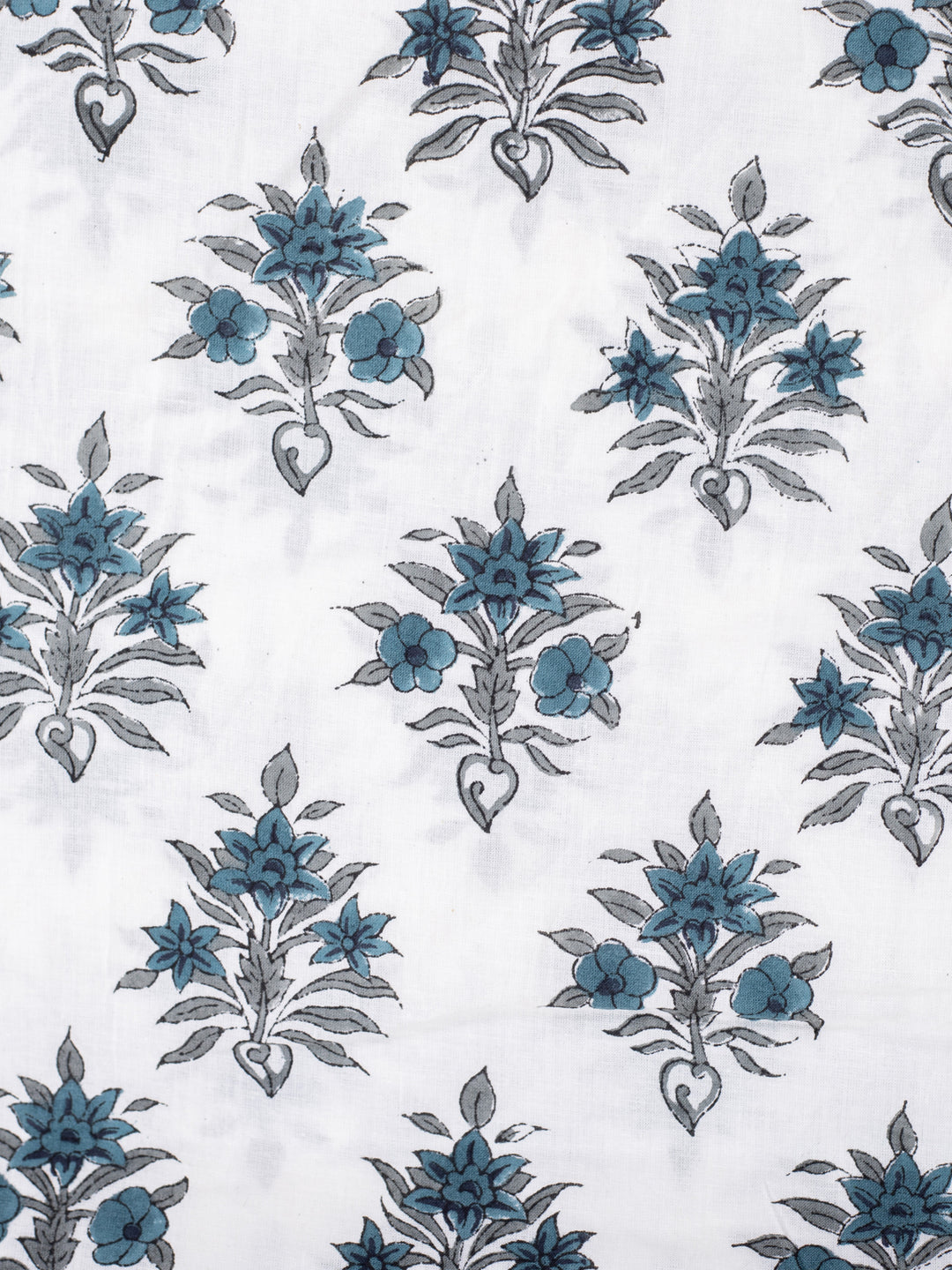 Firefly Bloom Blue Cotton Hand Block Printed Fabric