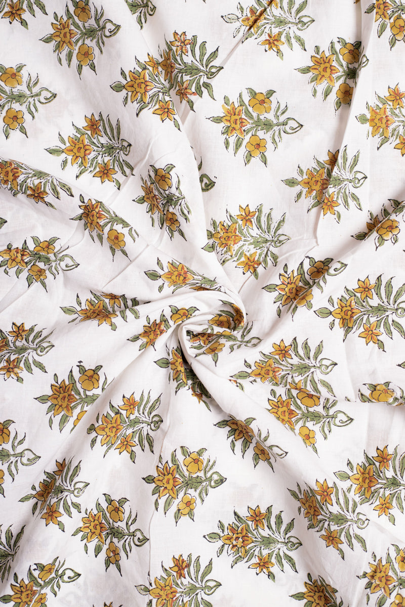 Firefly Bloom Cotton Hand Block Printed Fabric