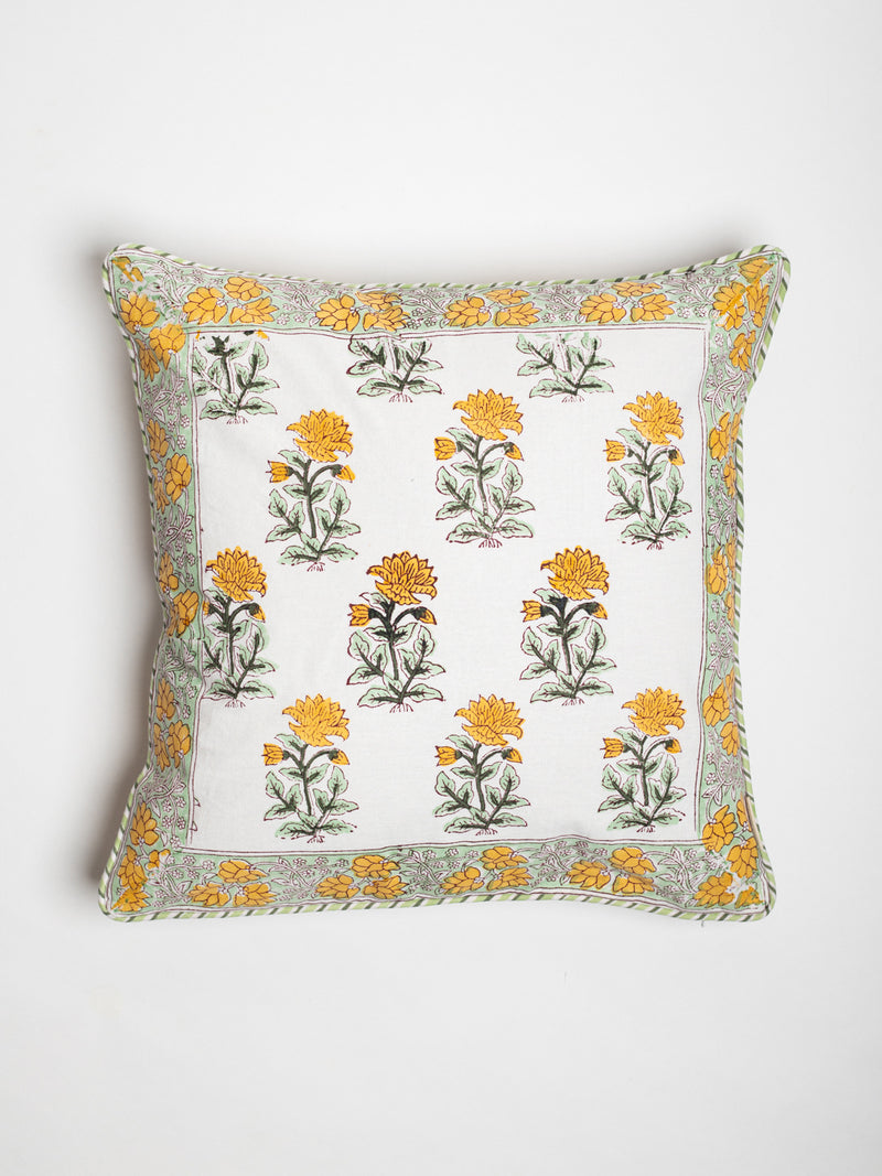 Day lily Hand Block Printed Cushion Cover
