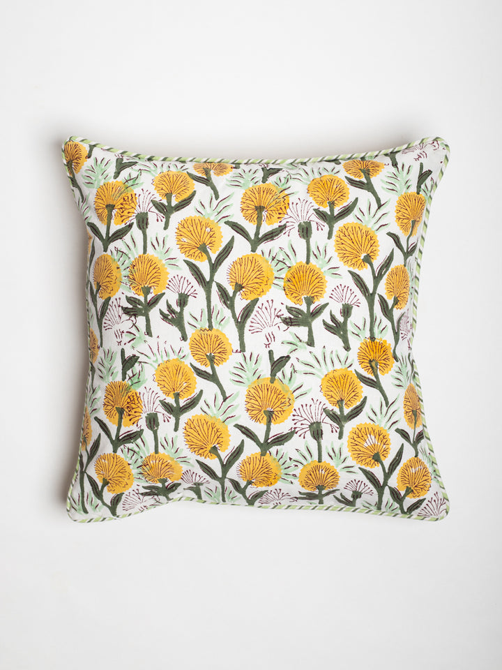 Day lily Hand Block Printed Cushion Cover