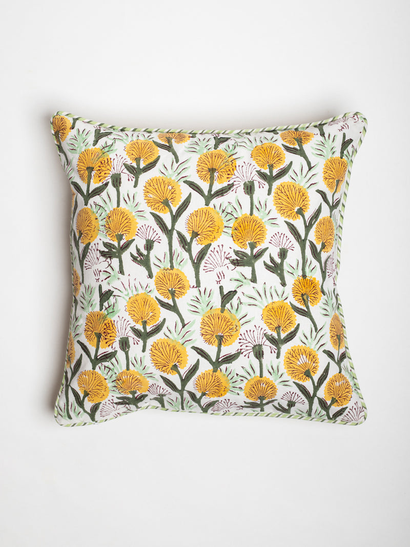 Day lily Hand Block Printed Cushion Cover