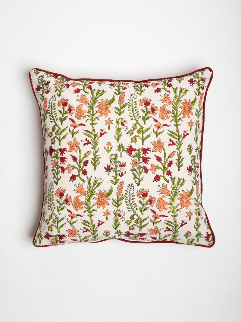 Field of Florals Hand Block Printed Cushion Cover