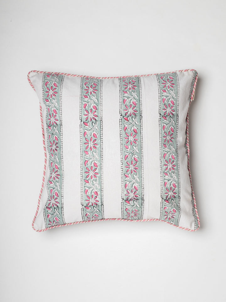 Pansy Pink Hand Block Printed Cushion Cover