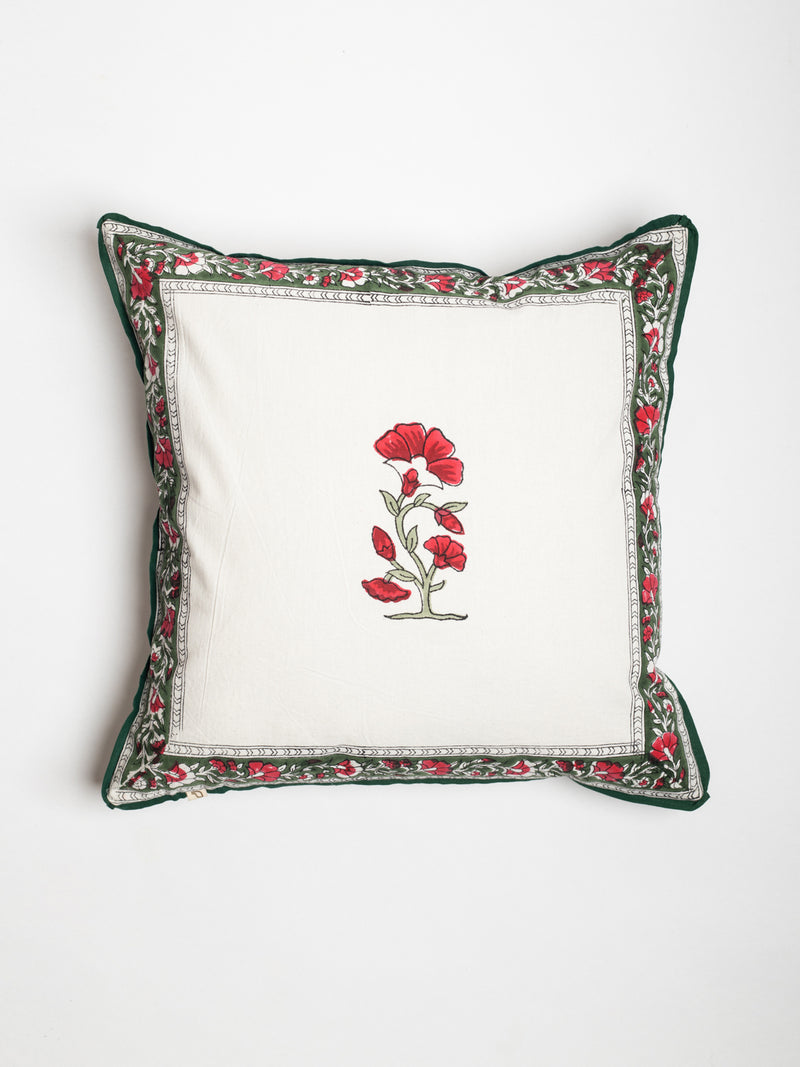 Phalaenopsis Orchid Hand Block Printed Cushion Cover