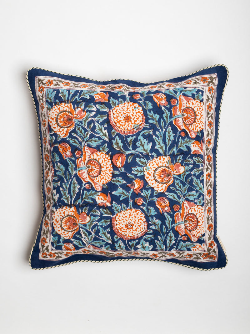 Spring Bloom Hand Block Printed Cushion Cover