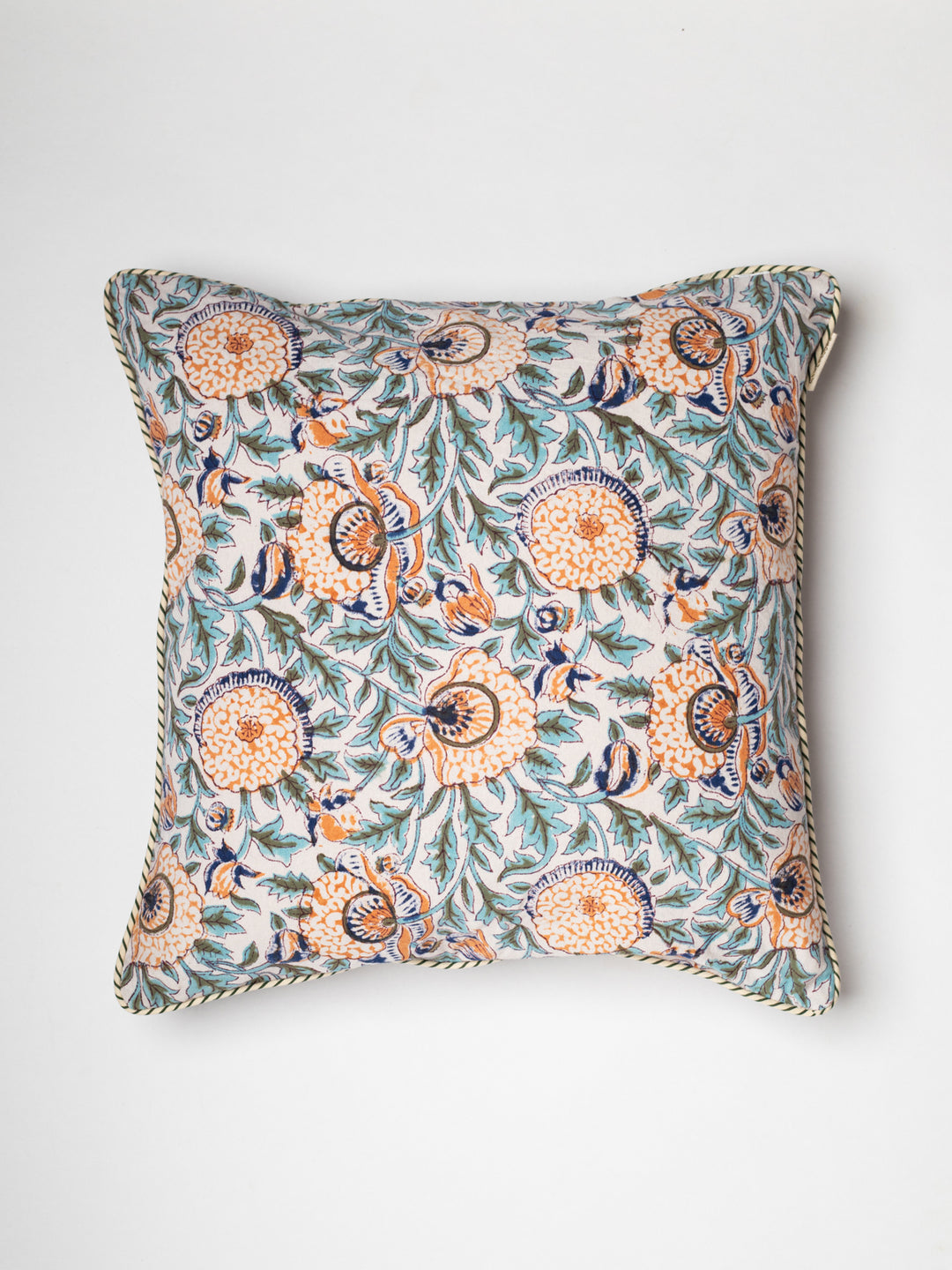 Spring Bloom Hand Block Printed Cushion Cover