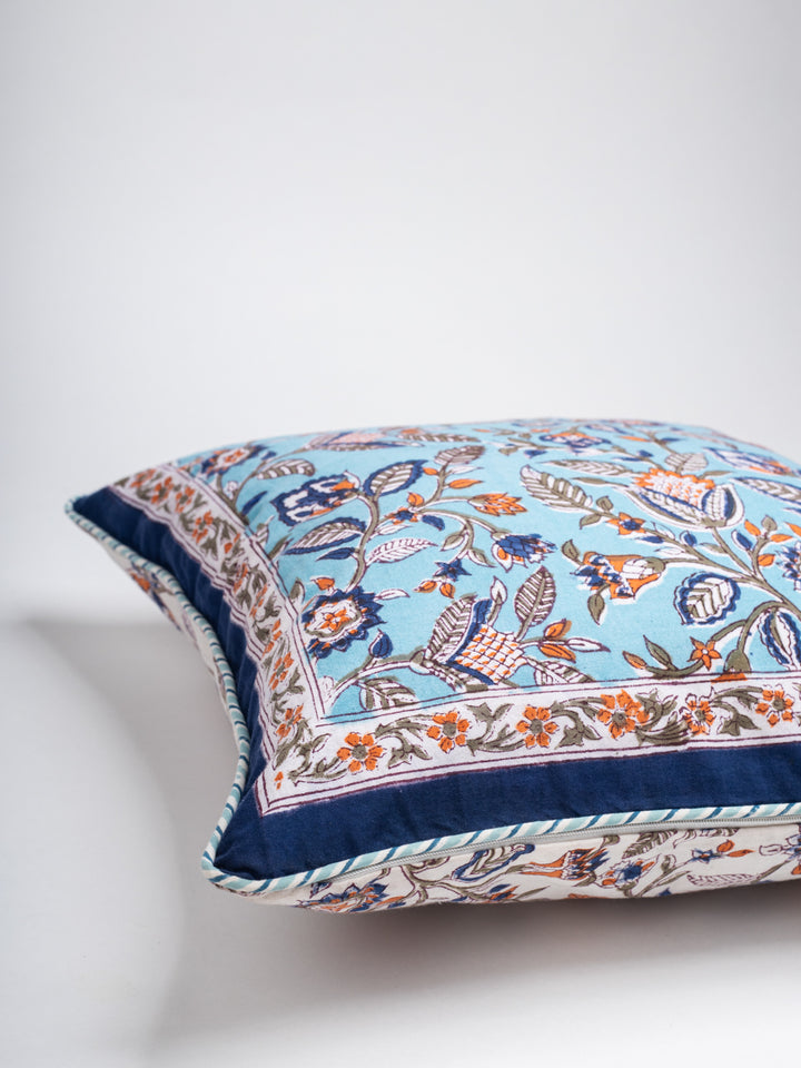 Flower Garden Hand Block Printed Cushion Cover