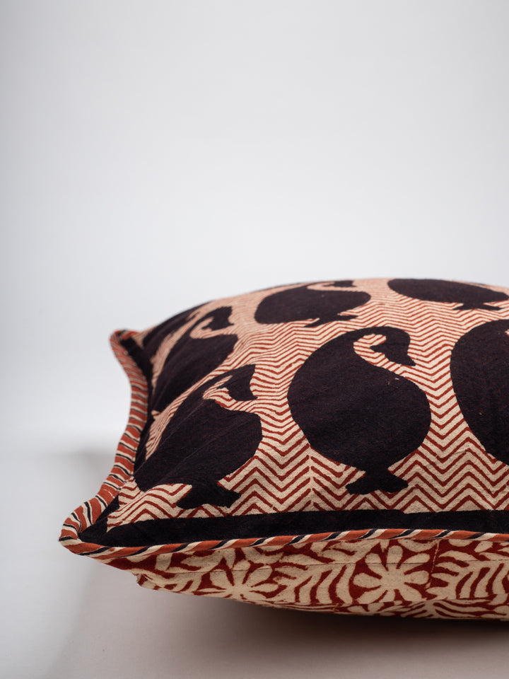 Artful Paisley Hand Block Printed Cushion Cover