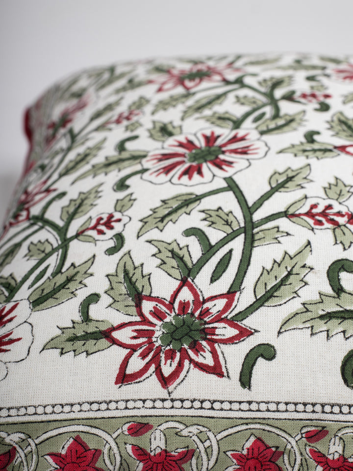 Balloon Floral  Hand Block Printed Cushion Cover