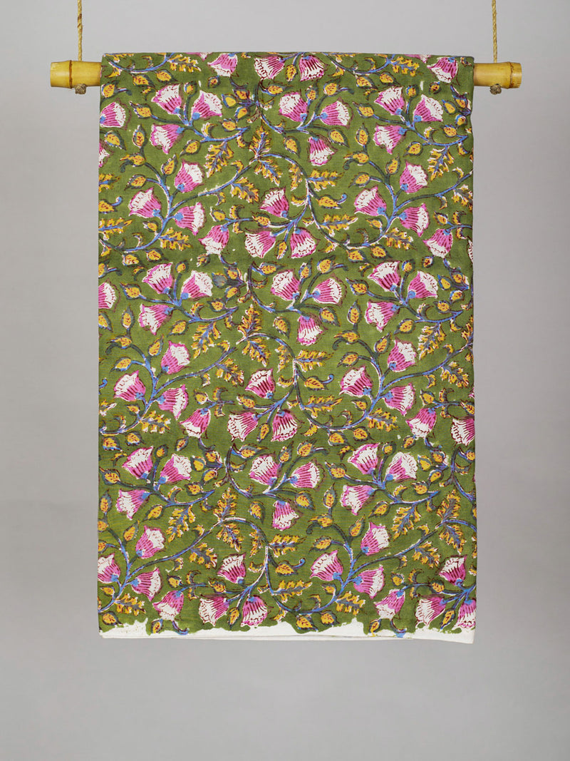 Blossom Petal Pink Cotton Hand Block Printed Fabric