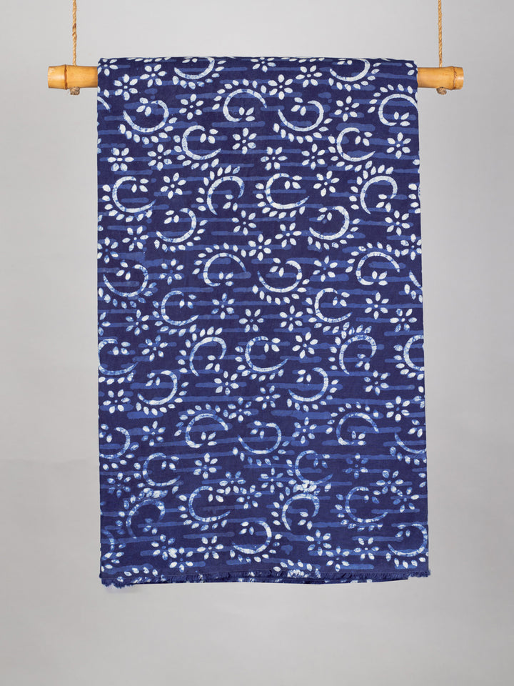 Paisley Indigo Floral Cotton Hand Block Printed Fabric