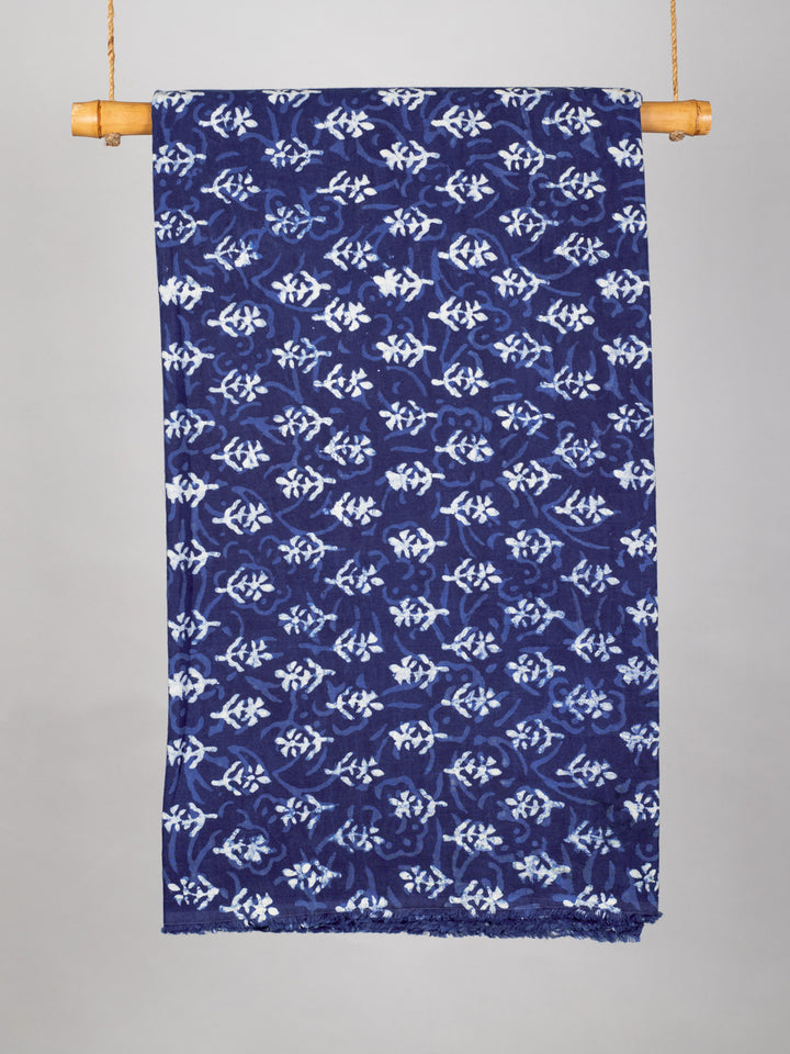 Summer Florals Indigo Cotton Hand Block Printed Fabric