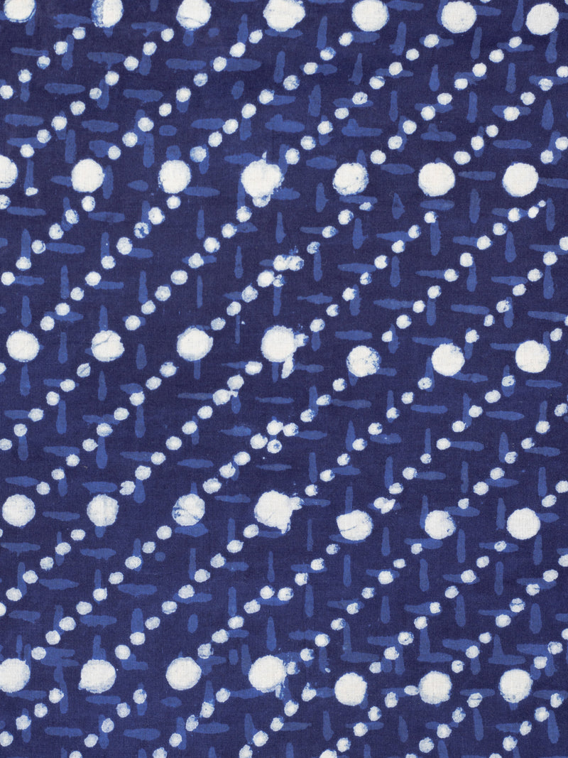 Magical Dots Indigo Cotton Hand Block Printed Fabric