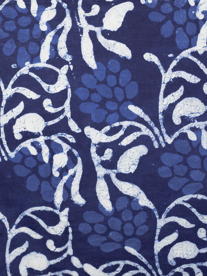 Forest garden Indigo Cotton Hand Block Printed Fabric