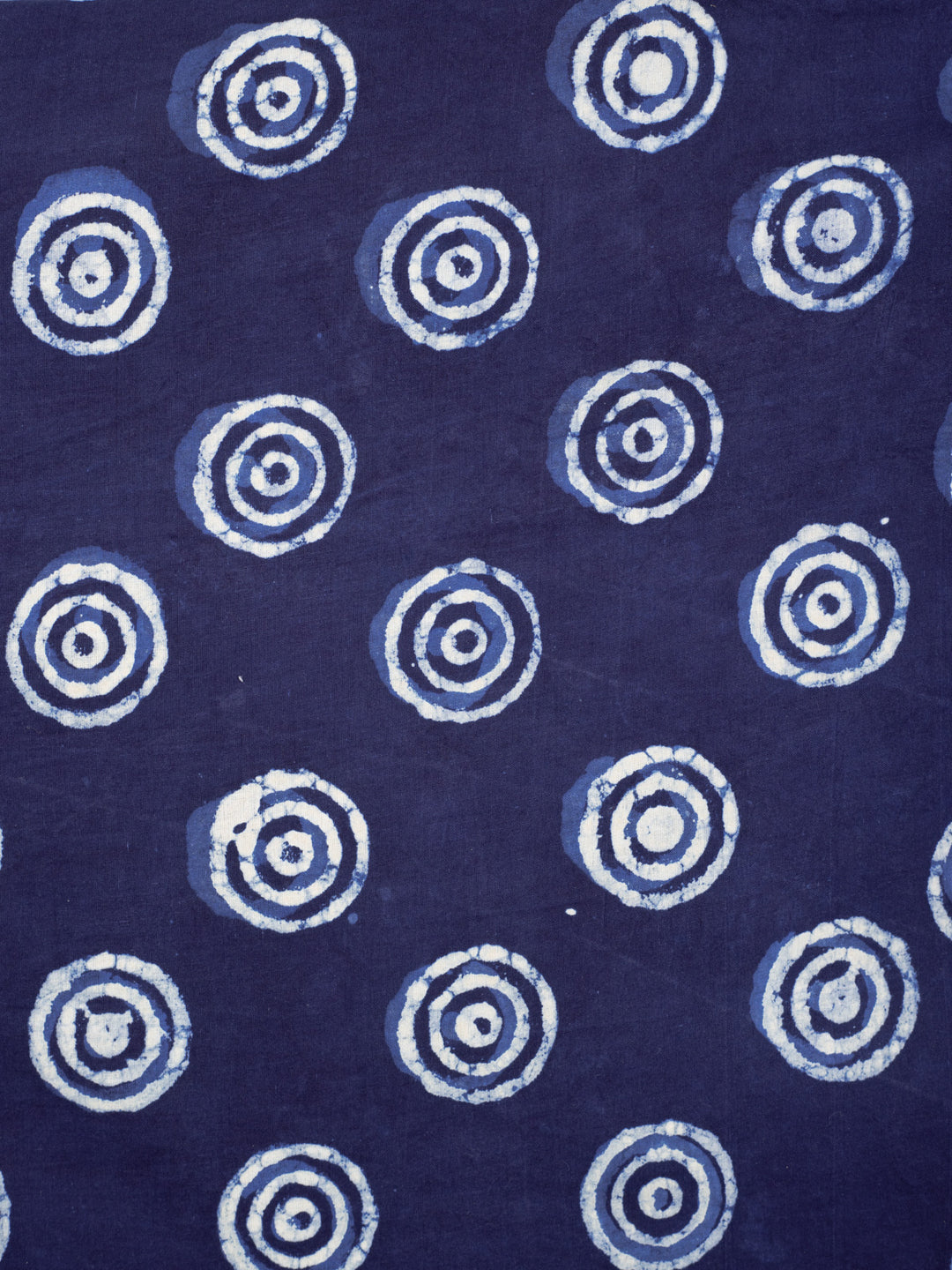 Illusory circle Indigo Cotton Hand Block Printed Fabric