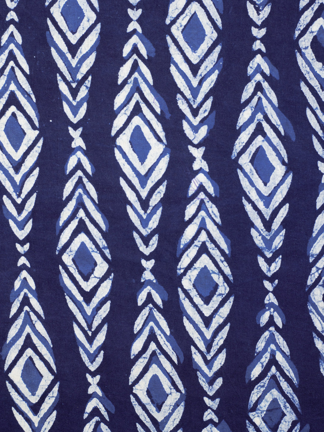 Indigo Garden Leaf Cotton Hand Block Printed Fabric