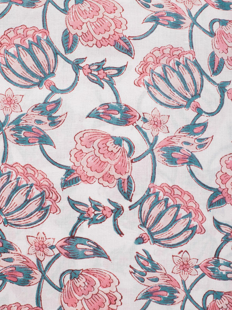 Coral Bells Cotton Hand Block Printed Fabric