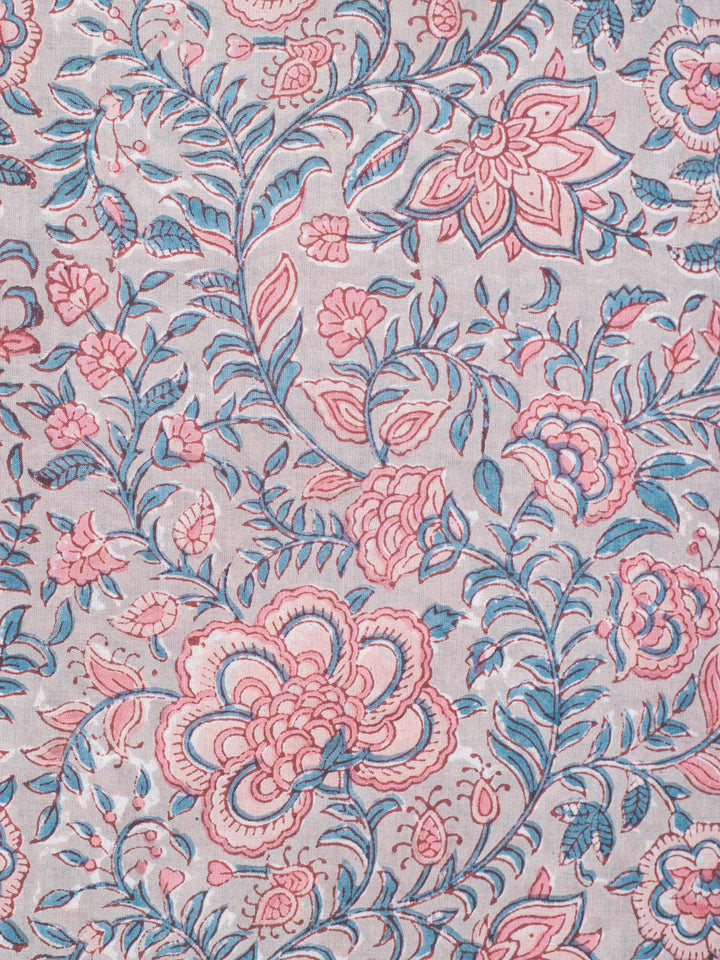 Monsoon Blooms Cotton Hand Block Printed Fabric