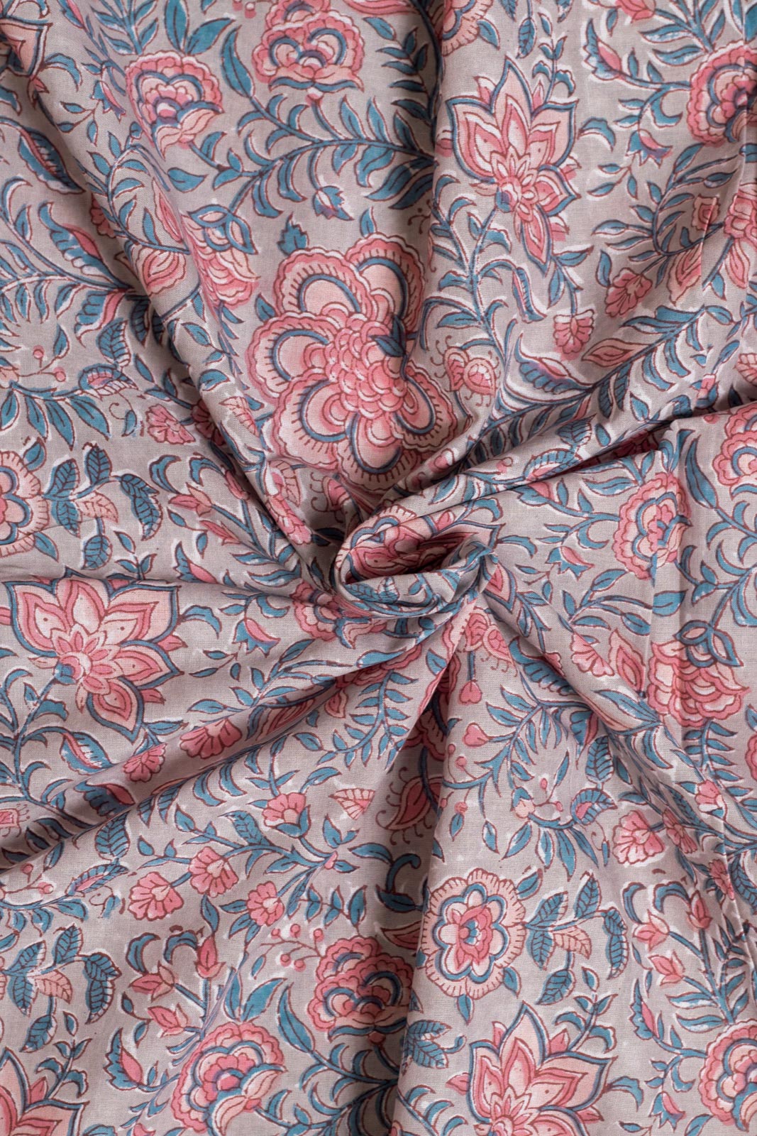 Monsoon Blooms Cotton Hand Block Printed Fabric