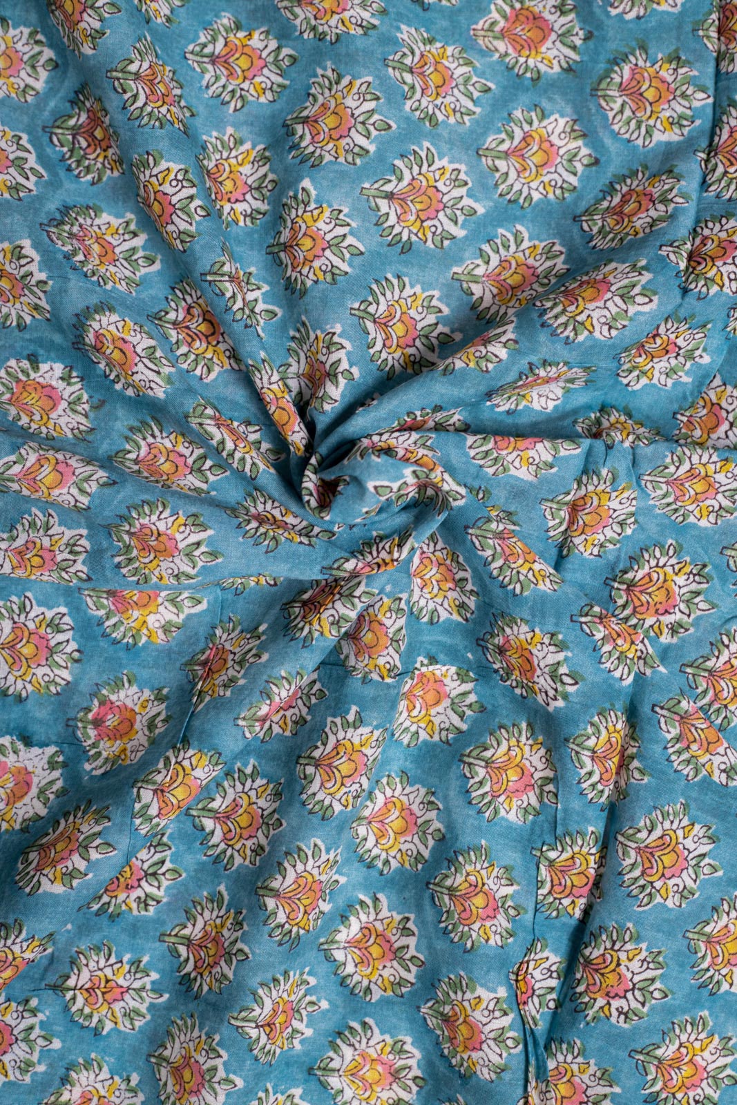 Yesterday  Cotton Mulmul Hand Block Printed Fabric