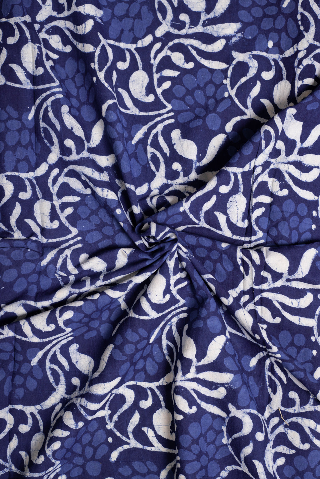 Forest garden Indigo Cotton Hand Block Printed Fabric