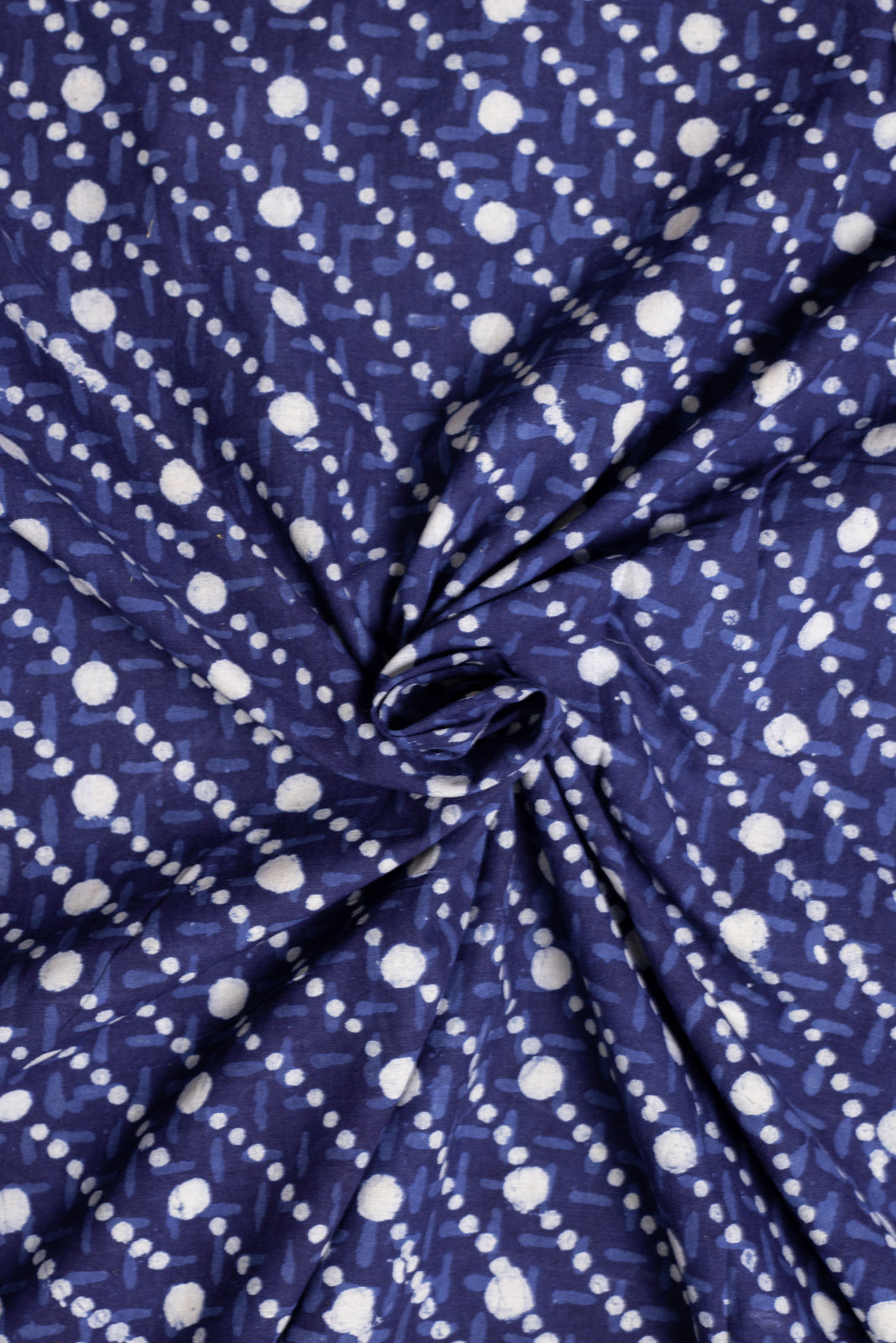 Magical Dots Indigo Cotton Hand Block Printed Fabric