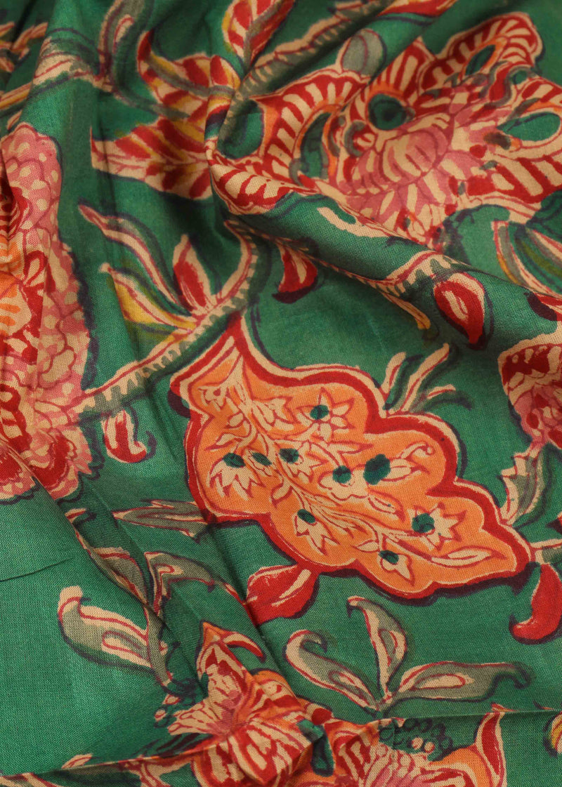 Forest Ignition Cotton Mulmul Hand Block Printed Fabric