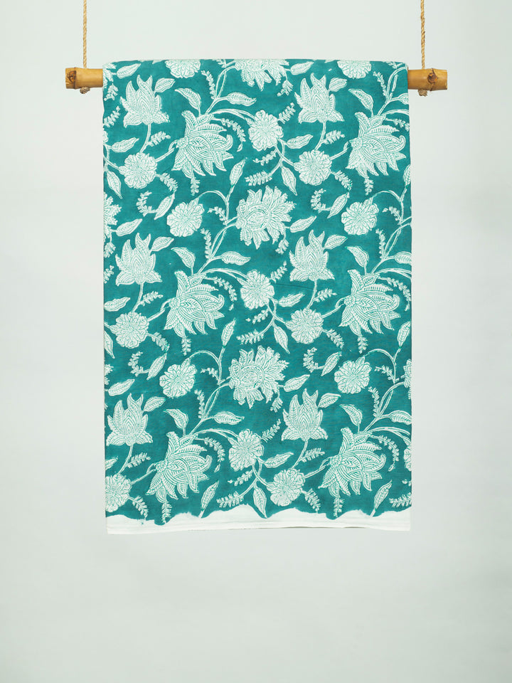 Midsummer Rivers Teal  Cotton Hand Block Printed Fabric