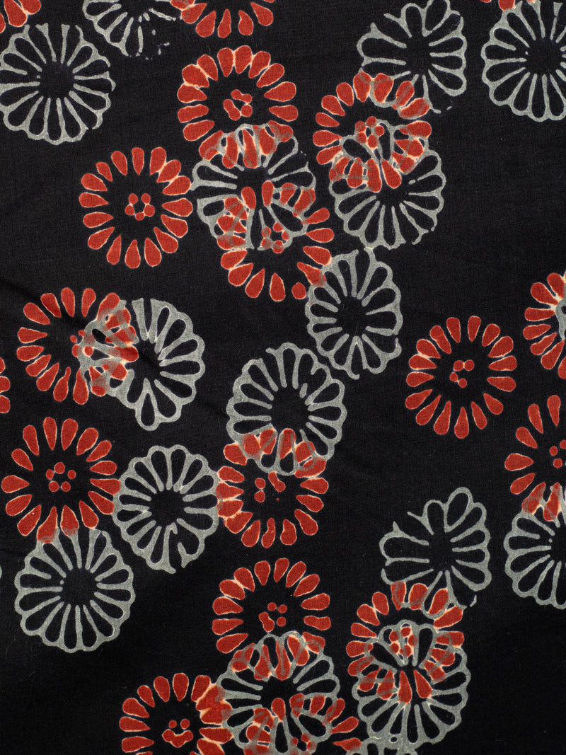 Unbeknownst Grey and Rustic Red Cotton Hand Block Printed Fabric