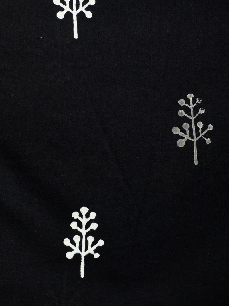 Snowed Under White and Grey Cotton Hand Block Printed Fabric   .