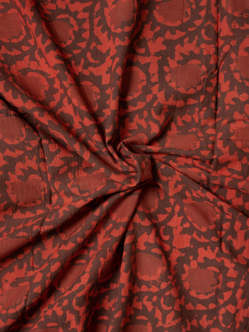 Bristled Breeze Crimson Cotton Hand Block Printed Fabric