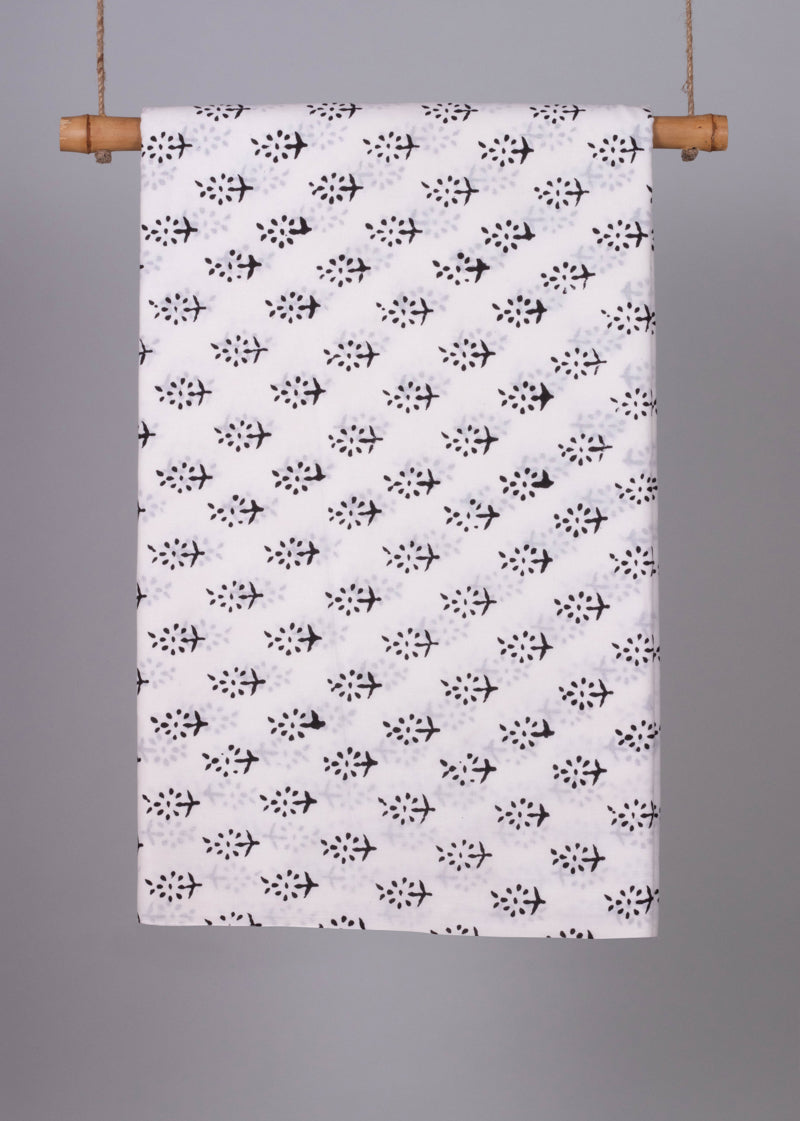 Cotton Winding Dandelion  Hand Block Printed Fabric (2.00 Meter)