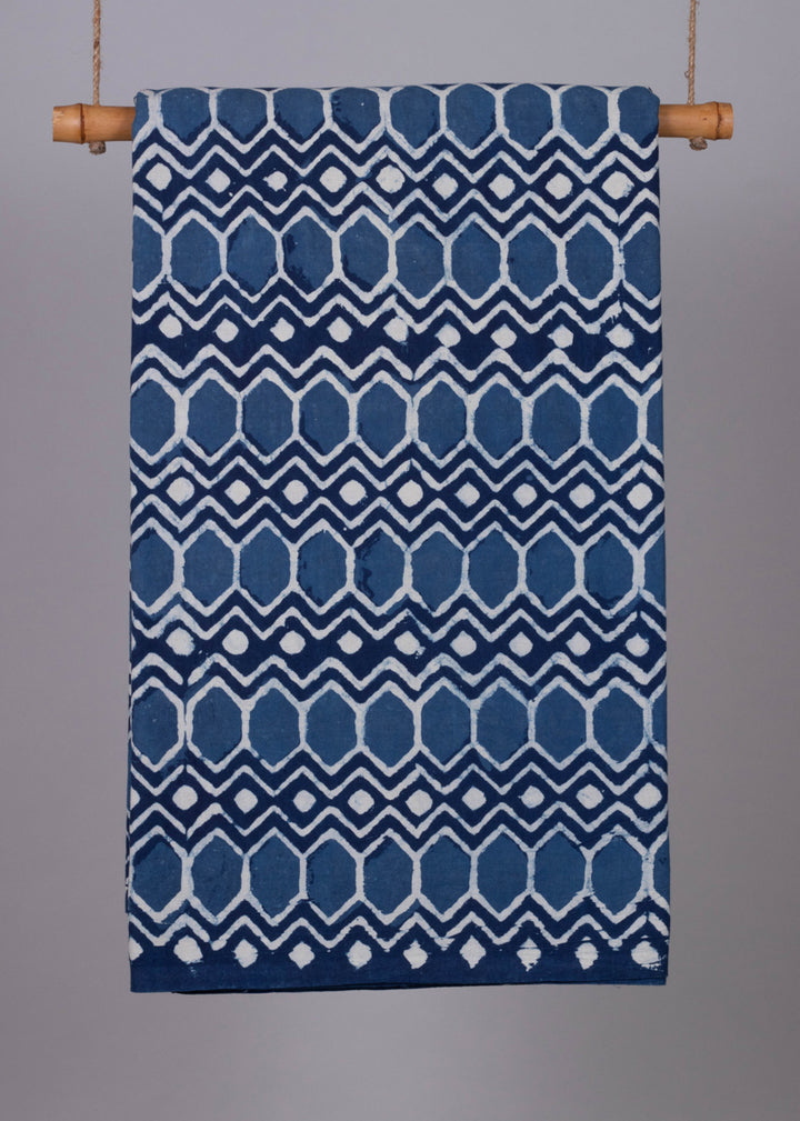 Diamond In The Rough Waters Indigo Cotton Hand Block Printed Fabric