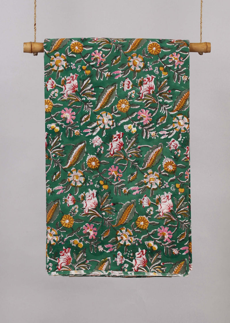 Bellowing Jungle Cotton Hand Block Printed Fabric