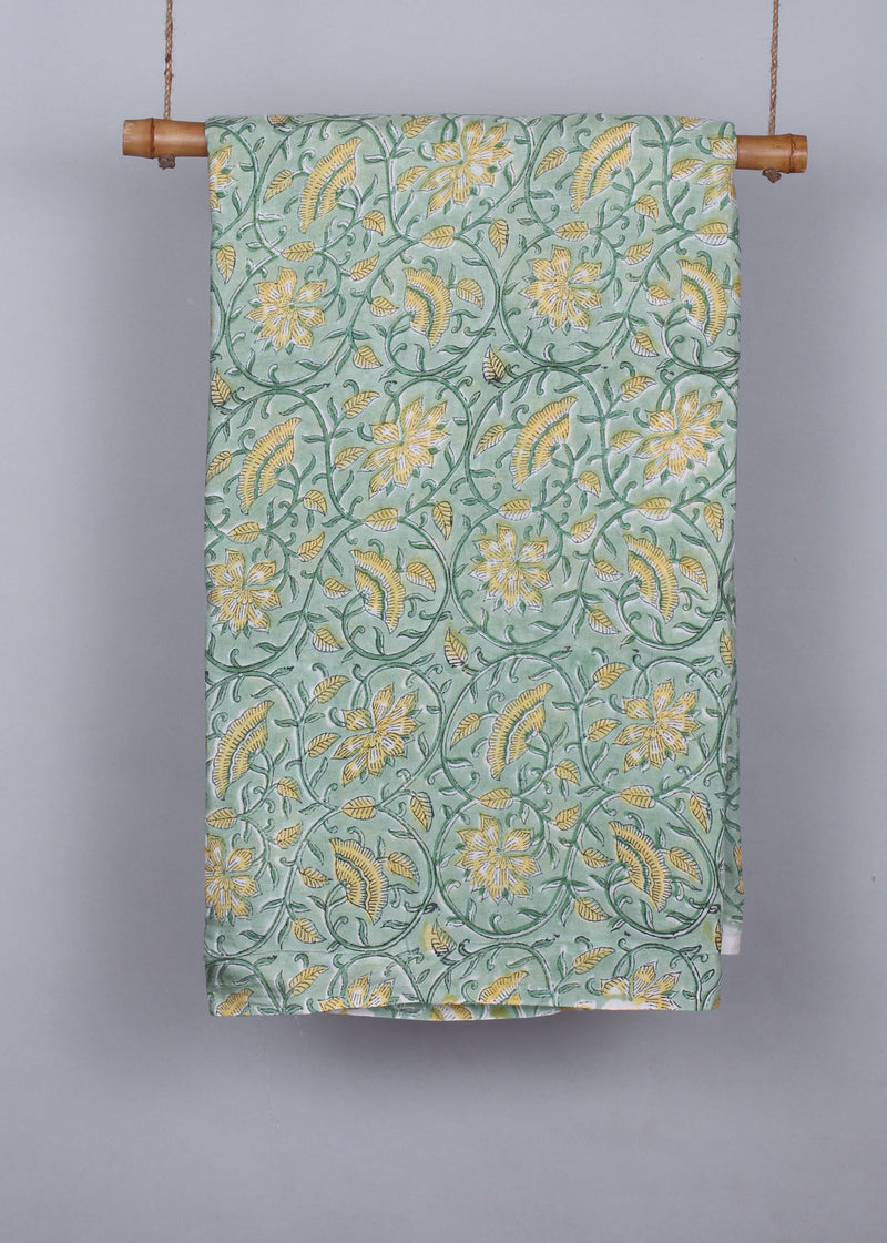 Winterlight Muslin Hand Block Printed Fabric (1.00 Meter)