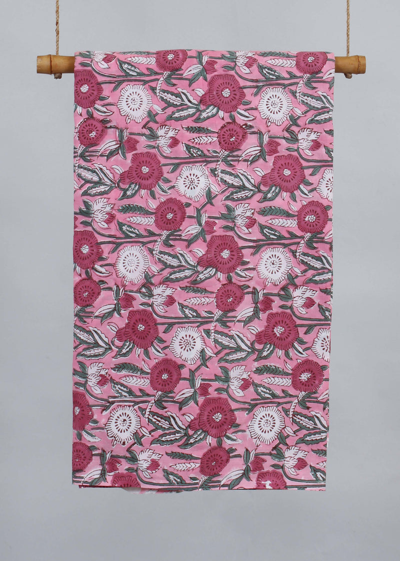 Blossom Field Cotton Hand Block Printed Fabric (1.00 Meter)