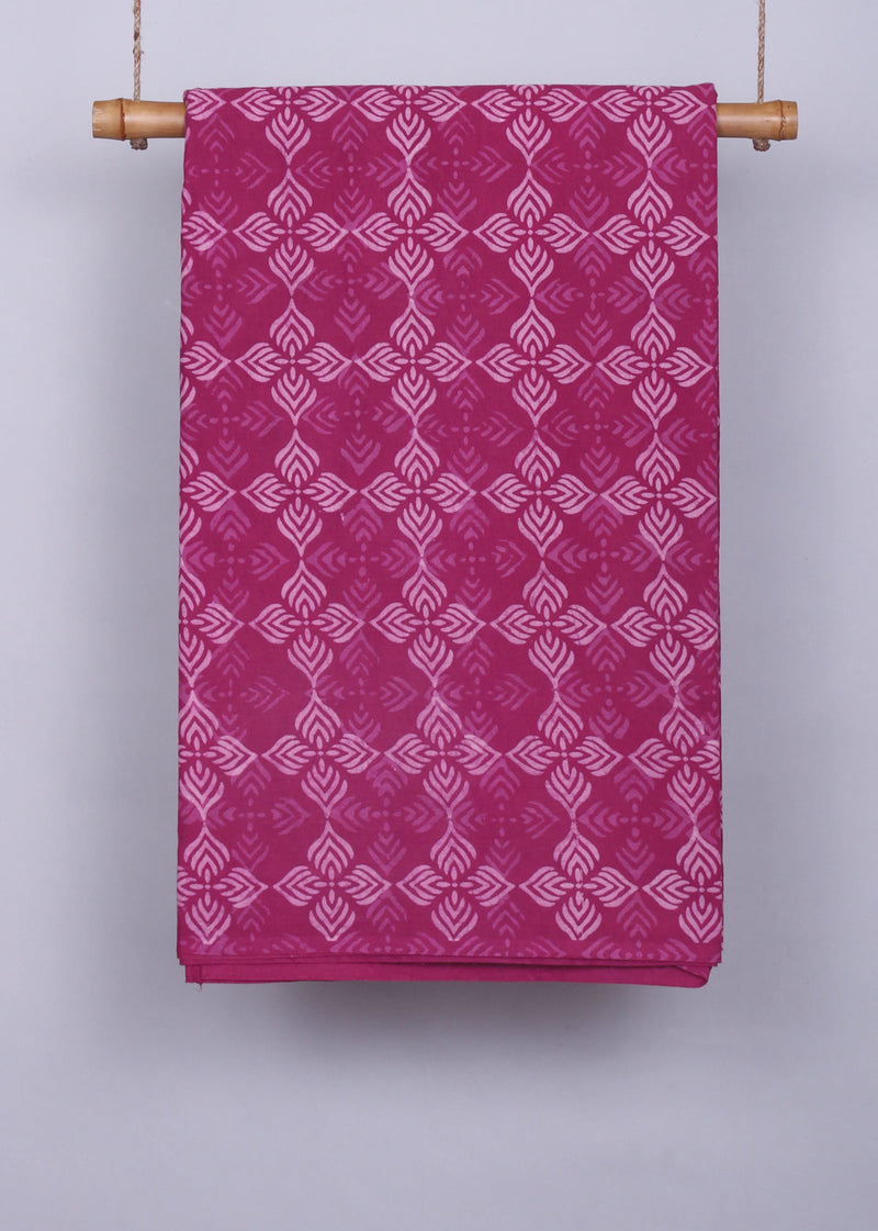 Magenta Stride Cotton Hand Block Printed Fabric (1.00 Meter)