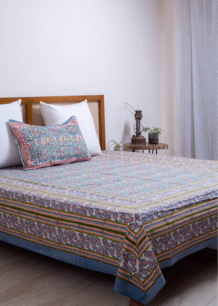 Botany Hand Block Printed Cotton Bedsheet