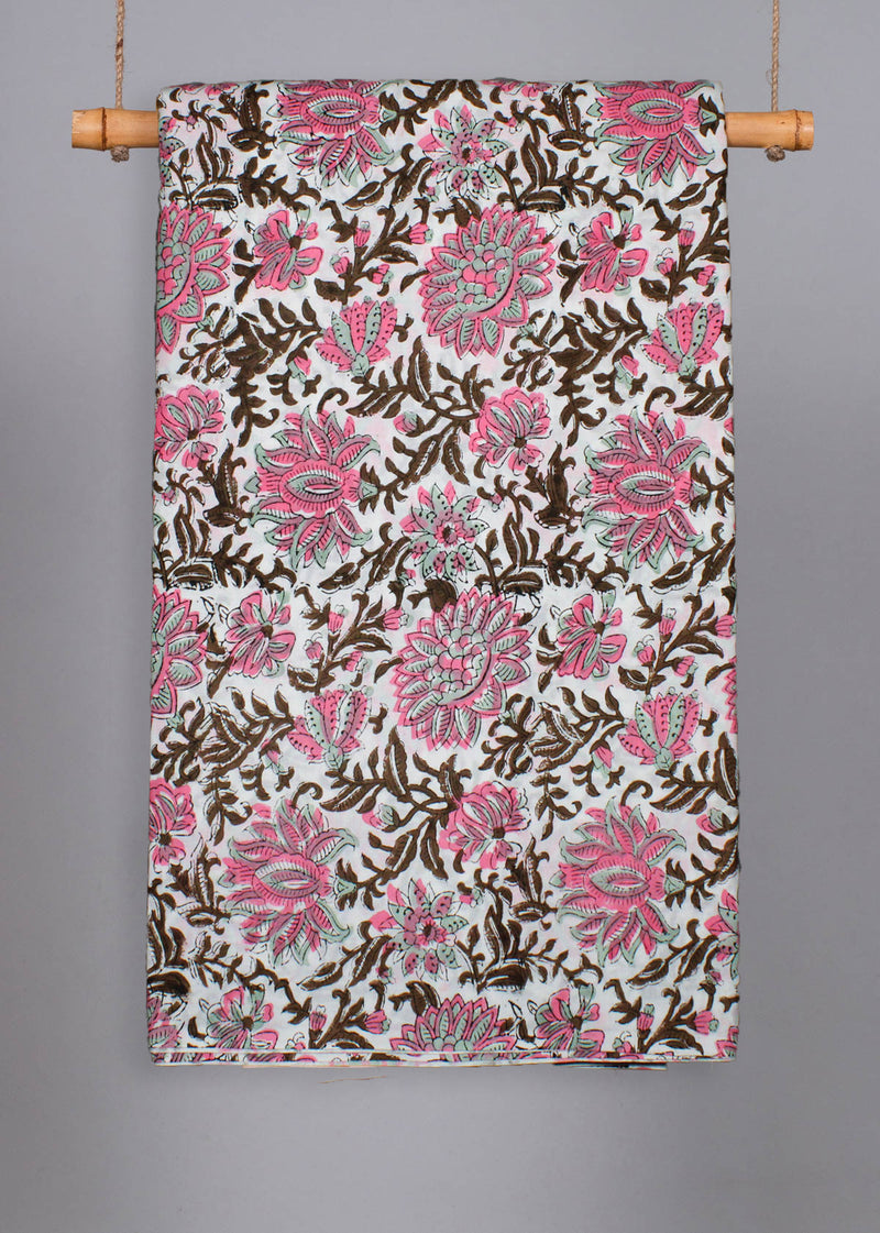 Forgotten Blossoms Cotton Hand Block Printed Fabric