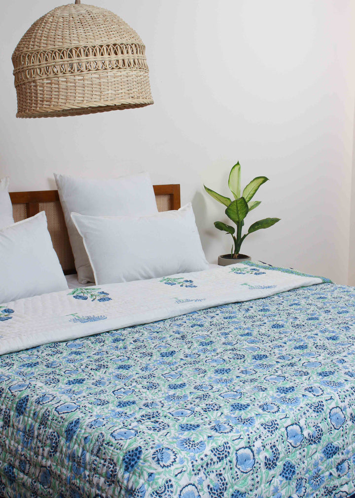 Sapphire Shore Cotton Hand Block Printed Bed Linens