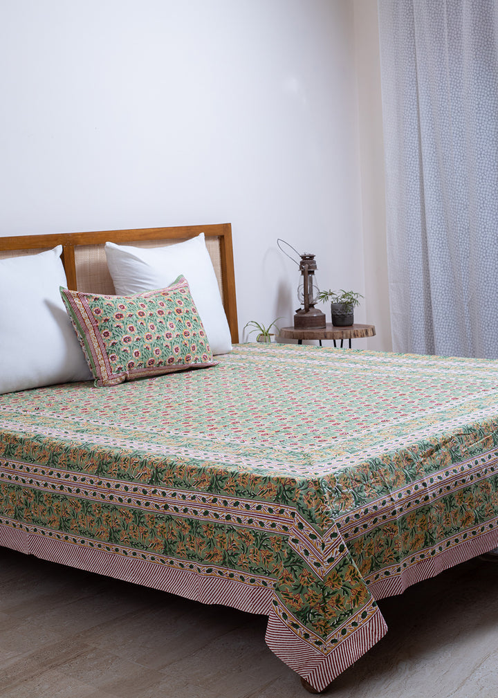 Lostlands  Hand Block Printed Cotton Bedsheet