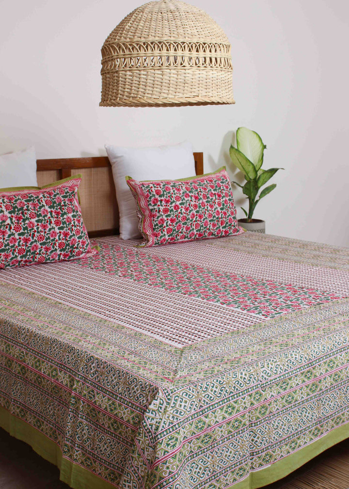 Medley of Medows Cotton Hand Block Printed Bed Linens