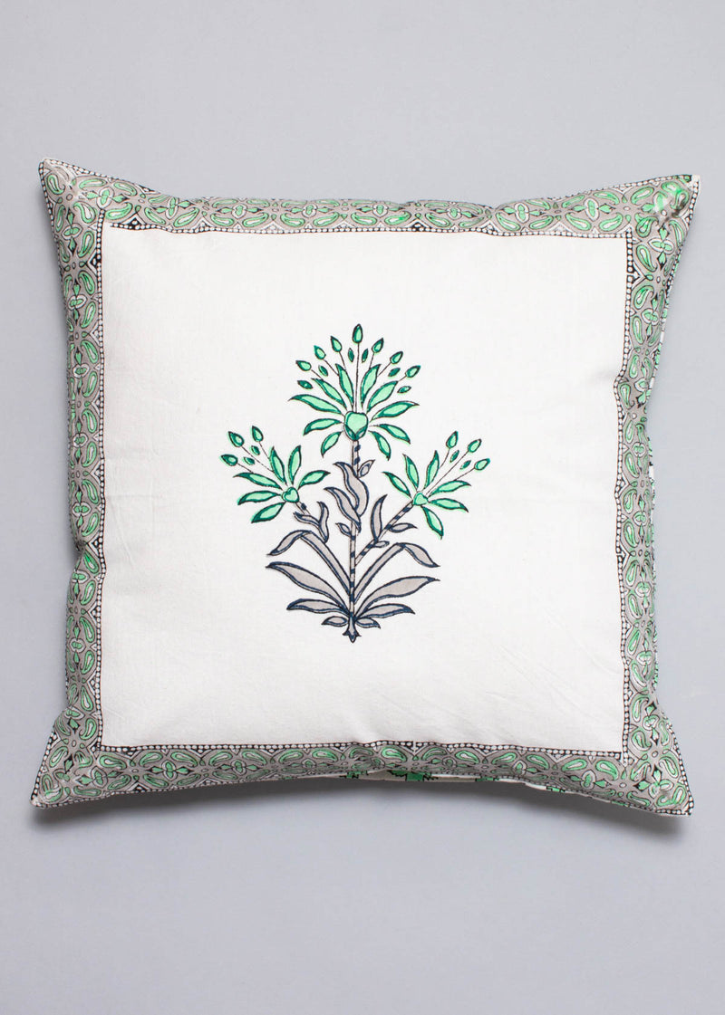 A Meadow of Mint  Hand Block Printed Cushion Cover